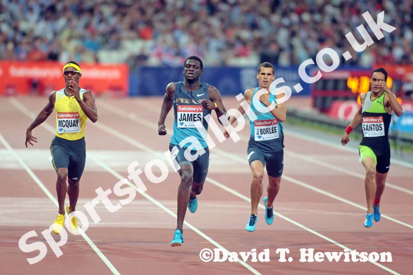 Kirani James wins the 400 metres,  2013 IAAF Diamond League, Sainsbury's Anniversary Games, Queen Elizabeth Olympic Park, London.